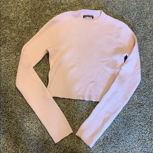 brandymelville ribbed pink mock neck sweater top